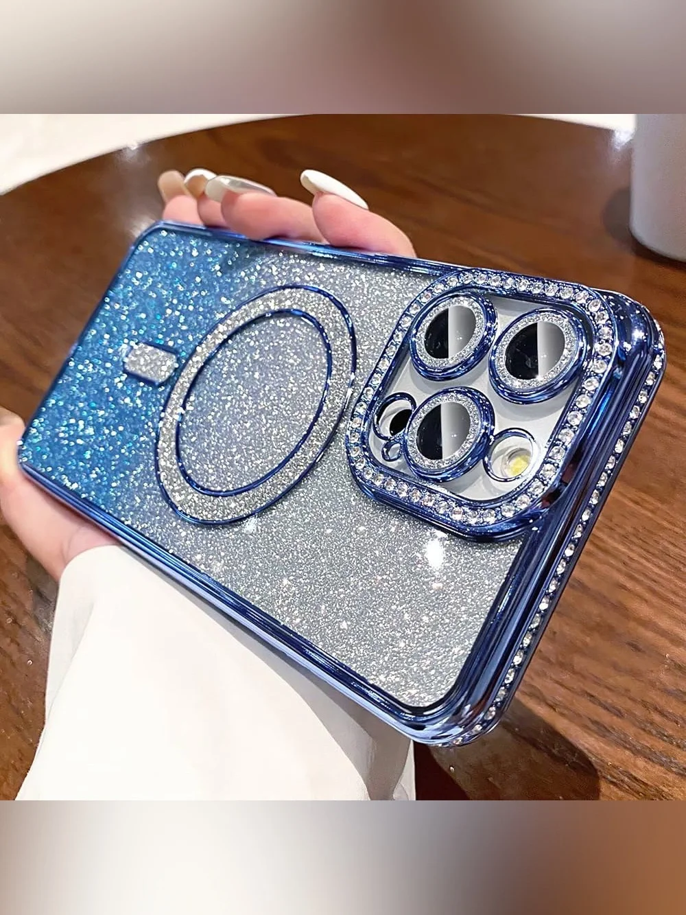 NWT LXK Blue Glitter IPhone Pro Case with Camera Protector 6.3” Screen